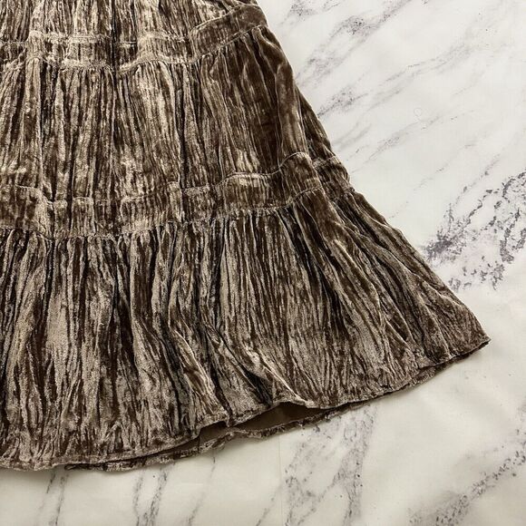 BCBG Maxazria Womens Vintage Y2k Velvet Skirt Size M New Brown Bronze Sequins - Picture 3 of 10